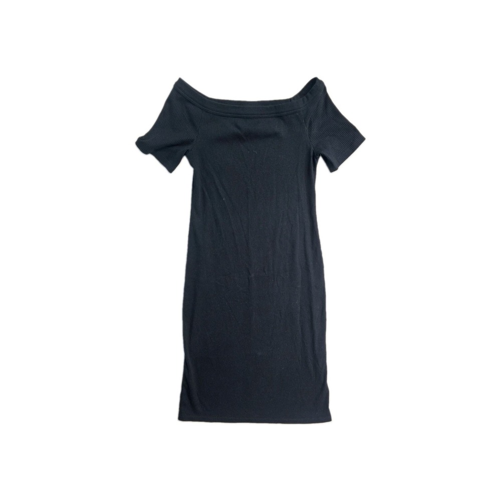 Universal Thread Women's  Midi Dress  Black  M Ribbed Off Shoulders Bodycon